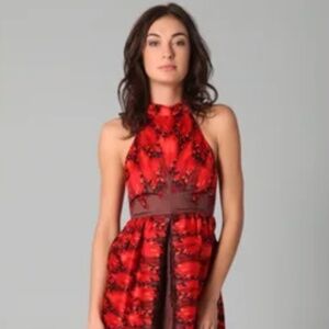 Tibi - Red "Pirouette" 100% Silk High Neck Backless Dress, Size 8